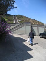 There was a long flight of stairs up the hill...
